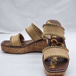 Sam Edelman Sandals Women's 9.5 Platform Stone Embellished Square Toe Wedges NWT